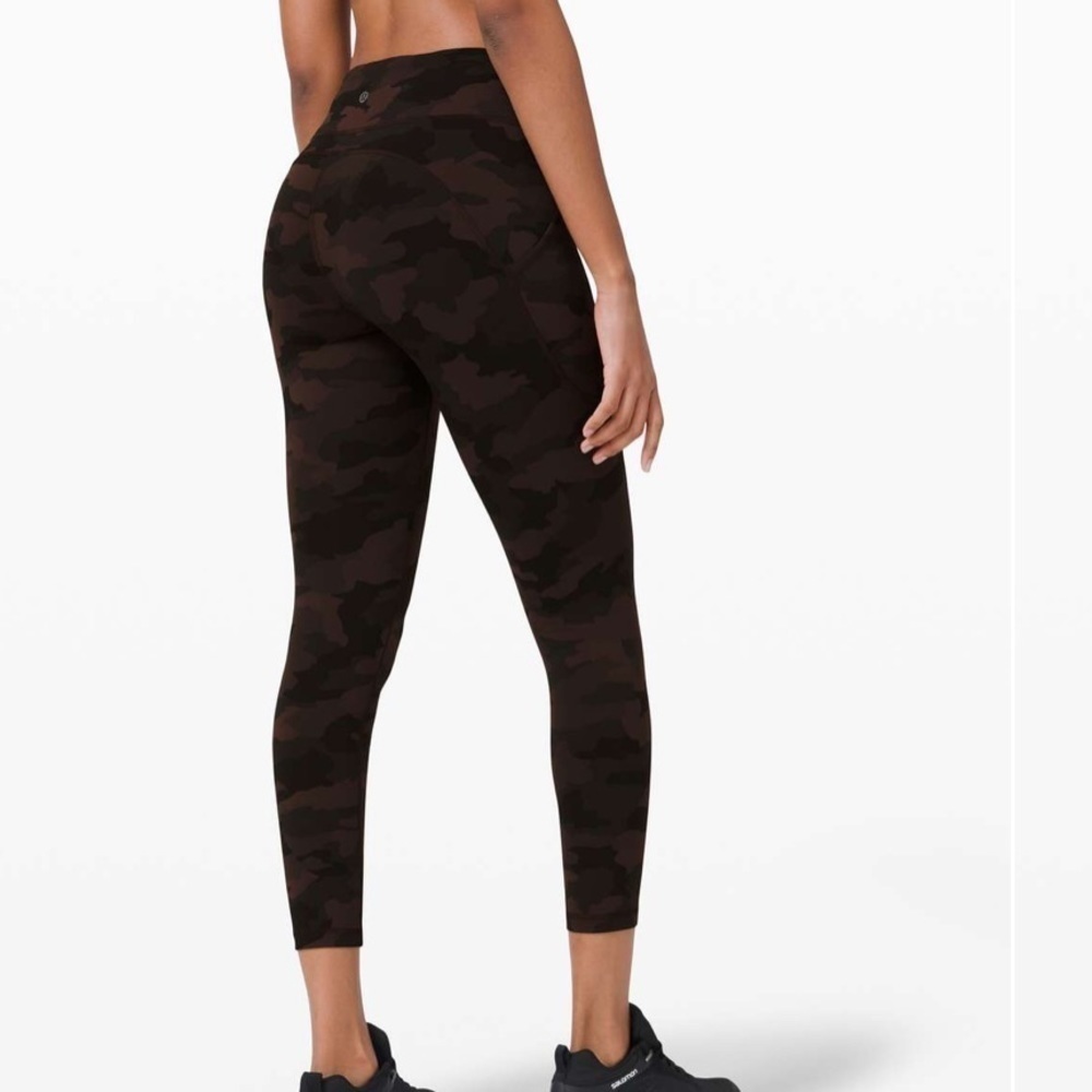LULULEMON invigorate high rise tight camo brown size 6